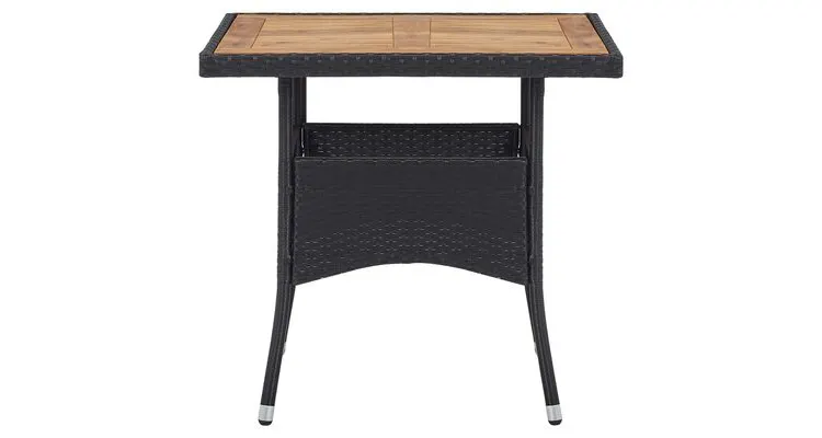 Set mobilier gradina, 5 piese, negru, poliratan si lemn acacia — imaginea 4