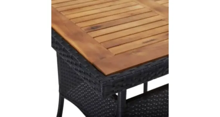 Set mobilier gradina, 5 piese, negru, poliratan si lemn acacia — imaginea 5