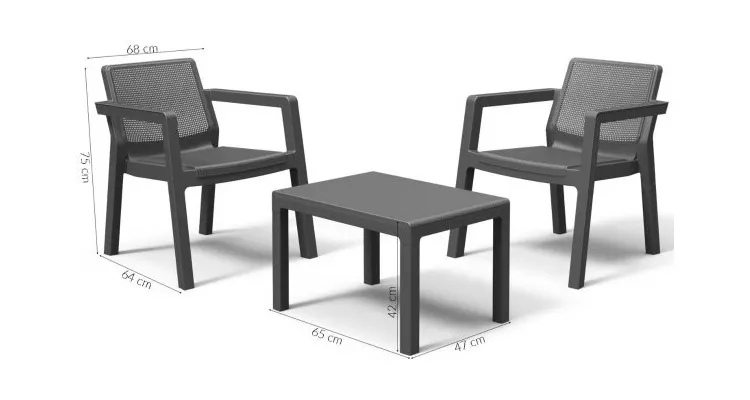 Set mobilier de gradina Emily Patio,gri — imaginea 2