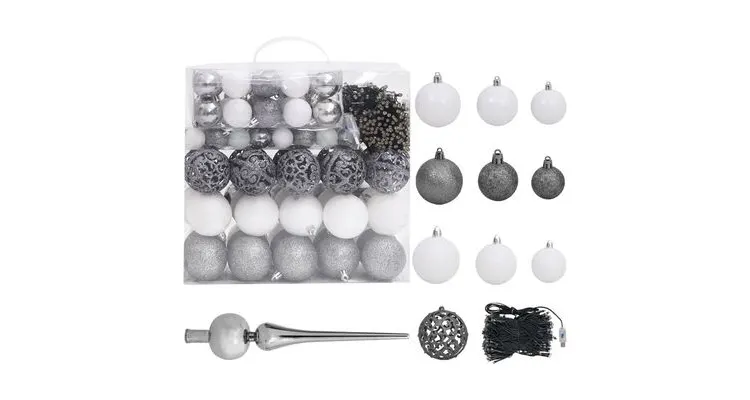 Set pom Craciun artificial inversat LED-uri&globuri, 240 cm — imaginea 5
