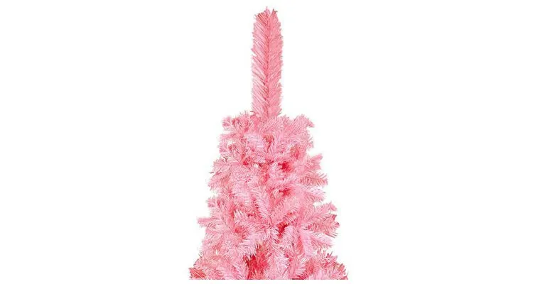 Pom de Craciun artificial subtire, roz, 240 cm — imaginea 3