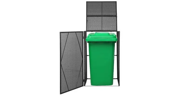 Magazie de pubela, negru, 76 x 78 x 120 cm, poliratan — imaginea 2