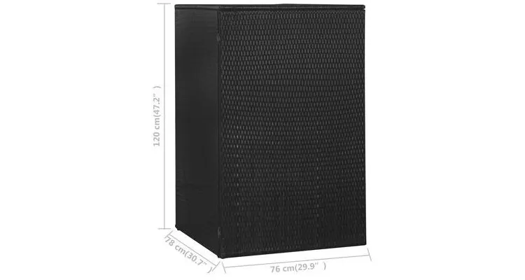 Magazie de pubela, negru, 76 x 78 x 120 cm, poliratan — imaginea 5