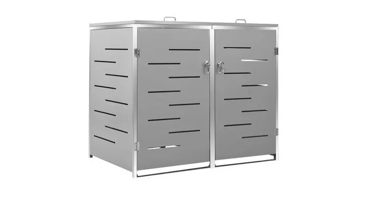 Magazie pentru doua pubele, 138x77,5x115,5 cm, otel inoxidabil