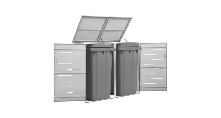 Magazie pentru doua pubele, 138x77,5x115,5 cm, otel inoxidabil — imaginea 2