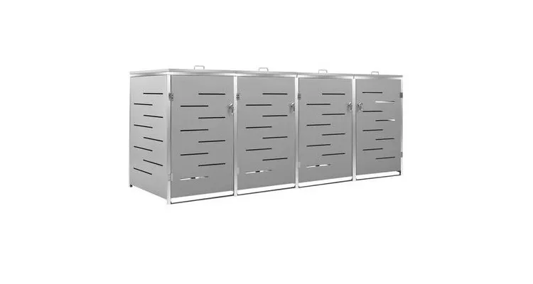 Magazie pentru patru pubele 276,5x77,5x115,5 cm otel inoxidabil