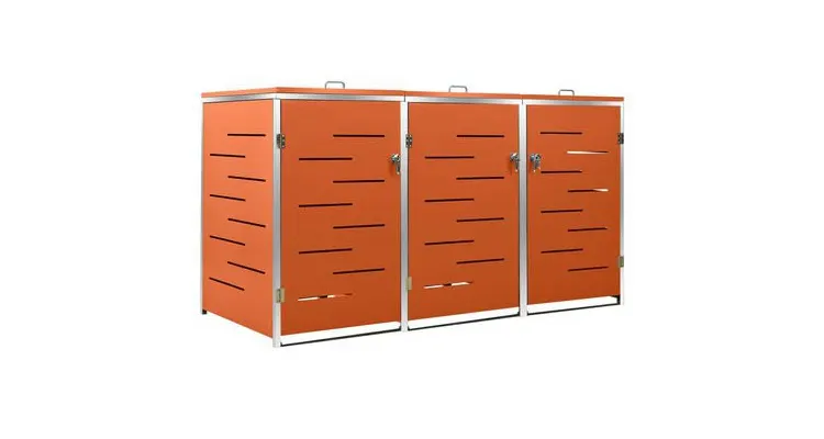 Magazie pentru trei pubele, 207x77,5x115 cm, otel inoxidabil