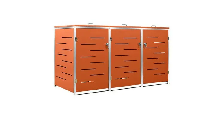 Magazie pentru trei pubele, 207x77,5x115 cm, otel inoxidabil — imaginea 3