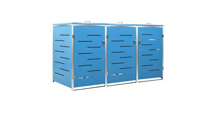 Magazie pentru trei pubele, 207x77,5x115 cm, otel inoxidabil