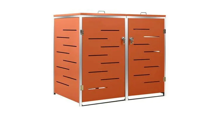 Magazie pentru doua pubele, 138x77,5x115,5 cm, otel inoxidabil