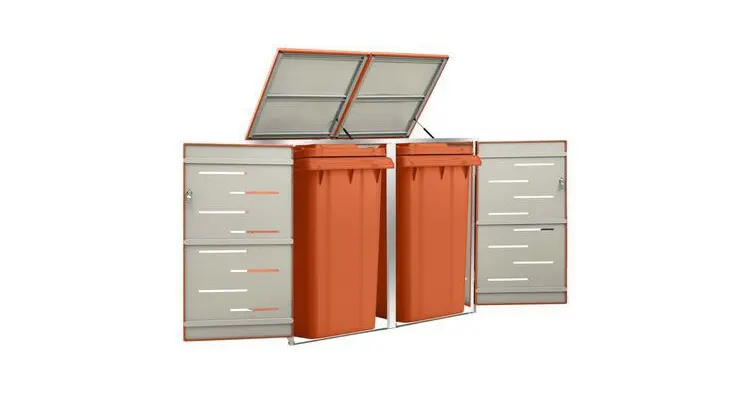 Magazie pentru doua pubele, 138x77,5x115,5 cm, otel inoxidabil — imaginea 2