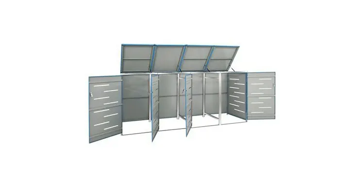 Magazie pentru patru pubele 276,5x77,5x115,5 cm otel inoxidabil — imaginea 5
