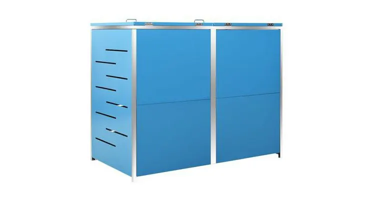 Magazie pentru doua pubele, 138x77,5x115,5 cm, otel inoxidabil — imaginea 3