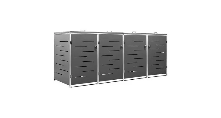 Magazie pentru patru pubele 276,5x77,5x115,5 cm otel inoxidabil
