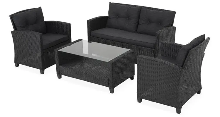 Set mobilier TOULOH terasa/gradina, canapea 2 locuri, 2 fotolii si masa — imaginea 2