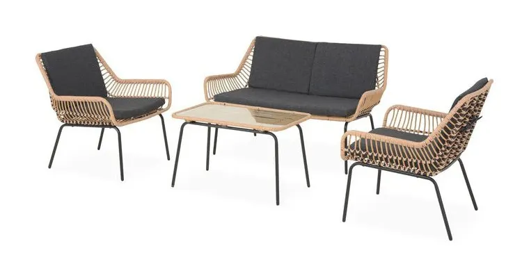 Set mobilier VISBY terasa/gradina, canapea 2 locuri, 2 fotolii si masuta — imaginea 2