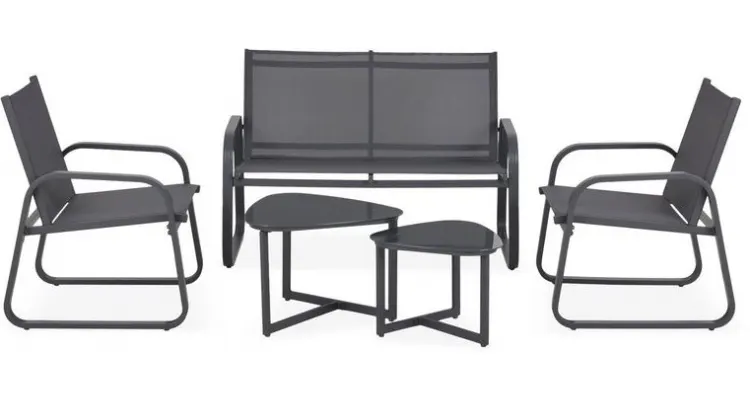Set mobilier TEBA terasa/gradina, 2 fotolii, canapea, masa mare si masuta — imaginea 2