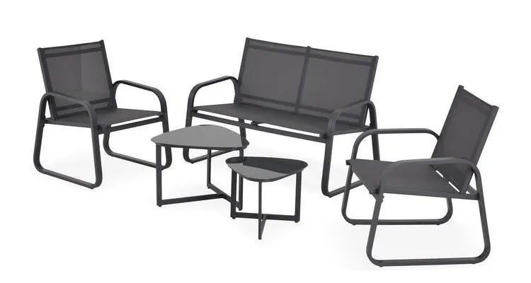 Set mobilier TEBA terasa/gradina, 2 fotolii, canapea, masa mare si masuta — imaginea 4