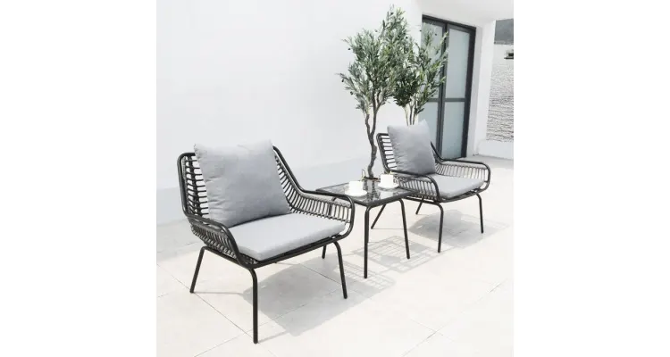 Set mobilier gradina sau terasa impletit poliratan RIBE cu 2 fotolii si masa — imaginea 2