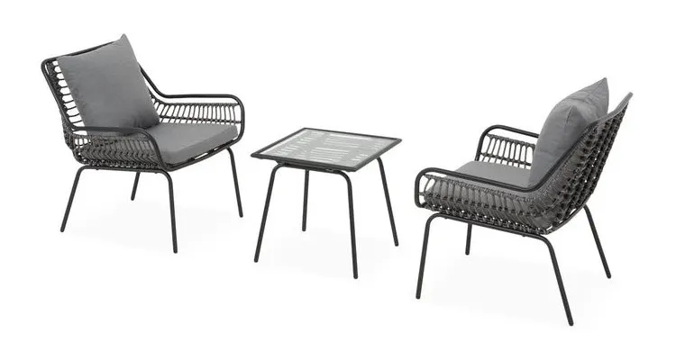 Set mobilier gradina sau terasa impletit poliratan RIBE cu 2 fotolii si masa — imaginea 3