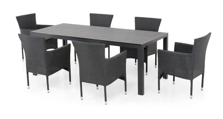 Set mobilier ENCORE terasa/gradina, 6 scaune si masa dreptunghiulara mare — imaginea 2