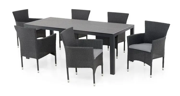 Set mobilier ENCORE terasa/gradina, 6 scaune si masa dreptunghiulara mare — imaginea 3