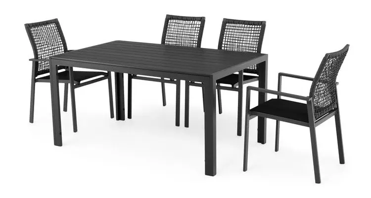 Set mobilier ENCORE/MAURO terasa/gradina, 4 scaune si masa dreptunghiulara — imaginea 2