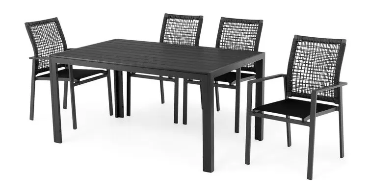 Set mobilier ENCORE/MAURO terasa/gradina, 4 scaune si masa dreptunghiulara — imaginea 3