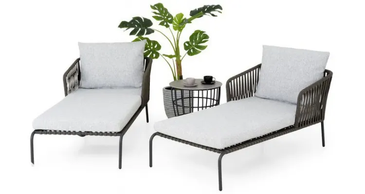 Set sezlonguri SkyLine MILANO, terasa sau piscina, 2 sezlonguri si masuta — imaginea 3