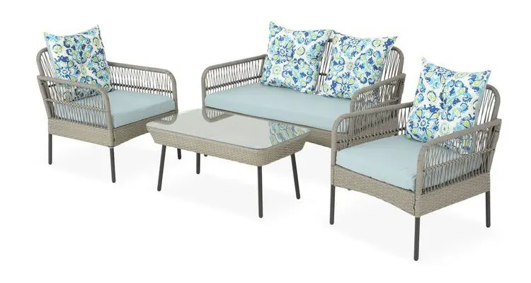 Set mobilier PERCH terasa/gradina, 2 fotolii, canapea si masuta — imaginea 2