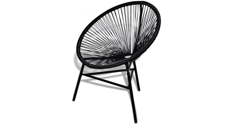 Scaun luna de gradina, negru, poliratan — imaginea 2