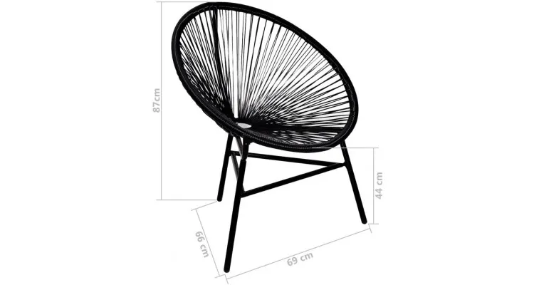 Scaun luna de gradina, negru, poliratan — imaginea 4