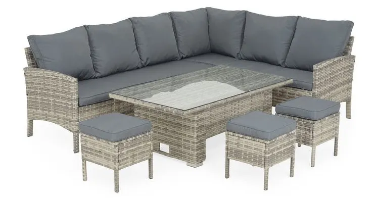 Set mobilier NANTES terasa/gradina, coltar, 3 taburete si masuta — imaginea 2
