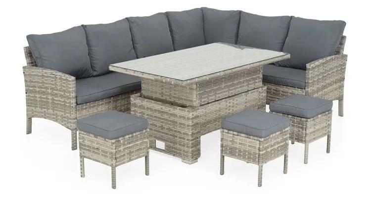 Set mobilier NANTES terasa/gradina, coltar, 3 taburete si masuta — imaginea 3