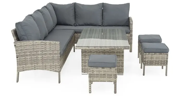 Set mobilier NANTES terasa/gradina, coltar, 3 taburete si masuta — imaginea 4