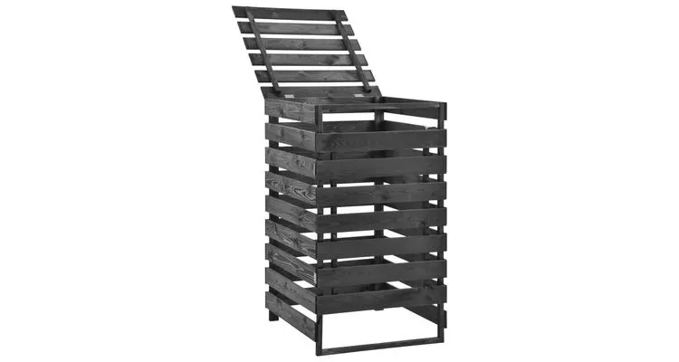 Magazie pentru pubela, 70x75x121 cm, lemn masiv de pin vopsit — imaginea 2