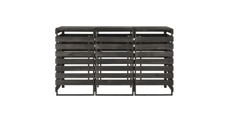 Magazie de pubele tripla, 210x75x121 cm, lemn masiv pin vopsit — imaginea 5