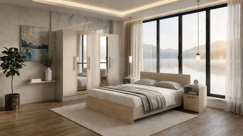 Set dormitor Barcelona, 4 piese, Casmir/Stejar Artisan