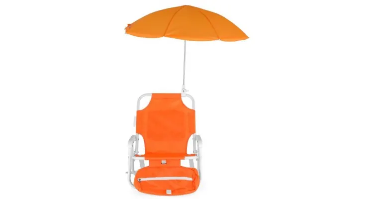 Scaun cu parasolar si geanta frigorifica KIDS BEACH,portocaliu