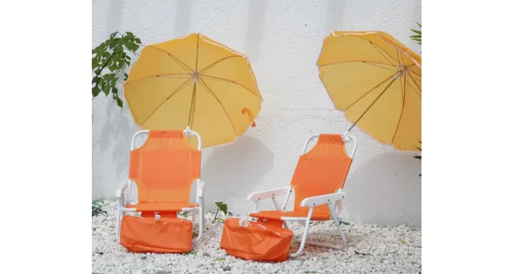 Scaun cu parasolar si geanta frigorifica KIDS BEACH,portocaliu — imaginea 2
