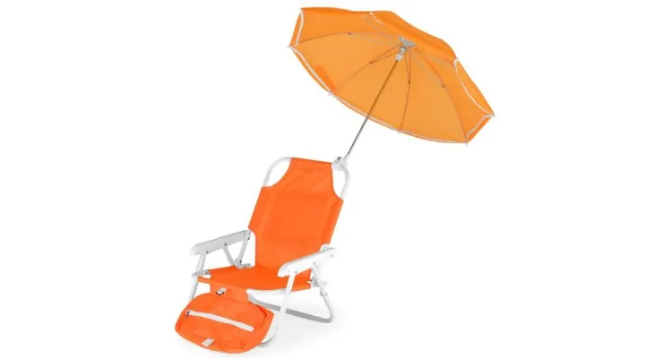 Scaun cu parasolar si geanta frigorifica KIDS BEACH,portocaliu — imaginea 3