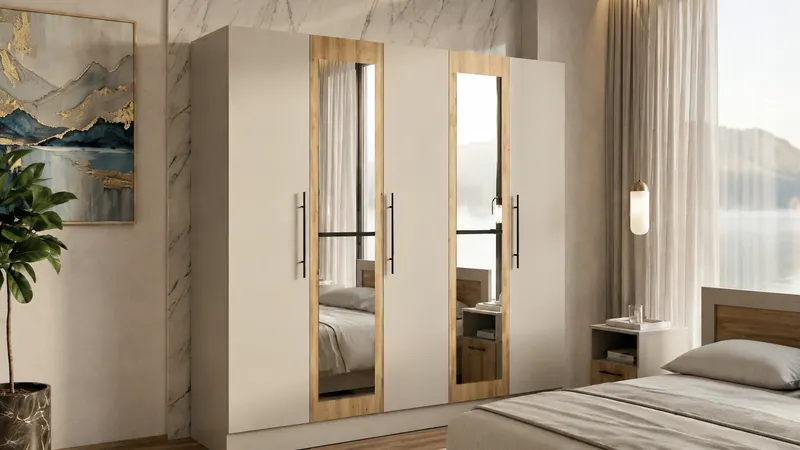 Dulap 5 usi Barcelona 200 cm, Casmir/Stejar Artisan