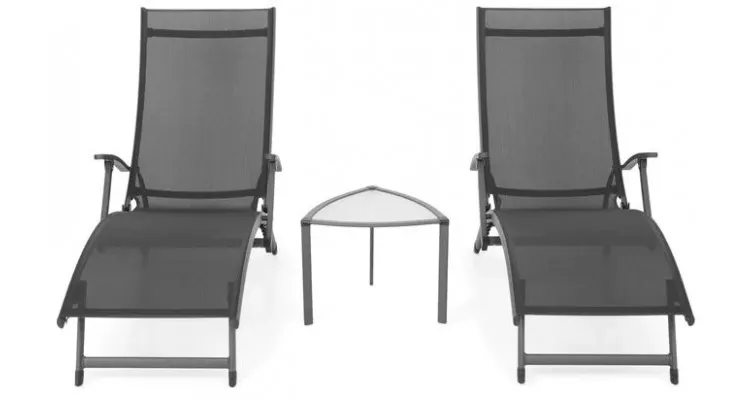 Set mobilier CALLIE terasa/gradina, 2 sezlonguri si masuta,negru — imaginea 2