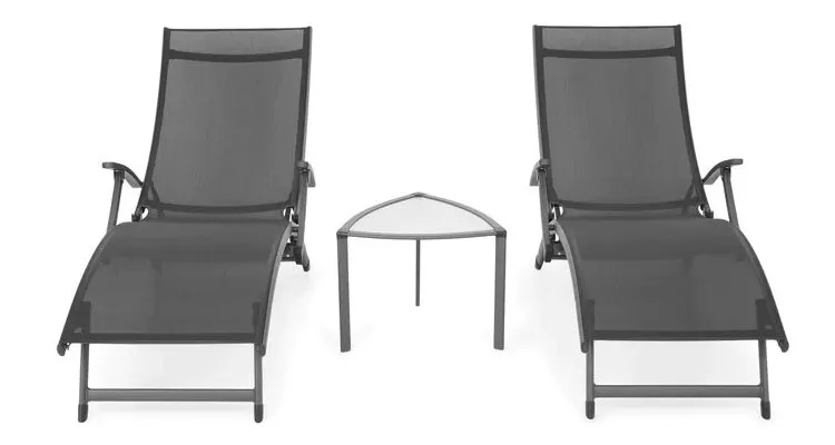 Set mobilier CALLIE terasa/gradina, 2 sezlonguri si masuta,negru — imaginea 3