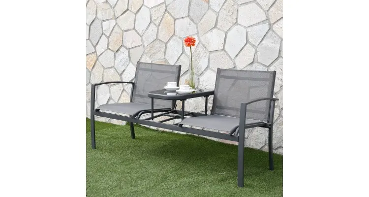 Set mobilier metalic gradina ARGOS, canapea 2 locuri si masuta — imaginea 3
