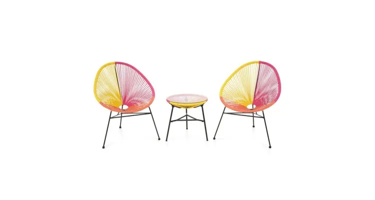 Set mobilier gradina/terasa CORFU Multicolor, 2 fotolii si masuta