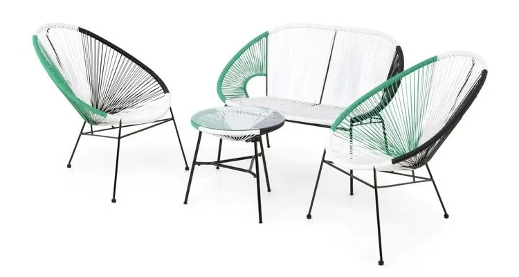 Set mobilier CORFU terasa/gradina 2 fotolii, canapea si masuta — imaginea 2