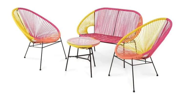 Set mobilier Corfu terasa/gradina 2 fotolii, canapea si masuta portocaliu — imaginea 2