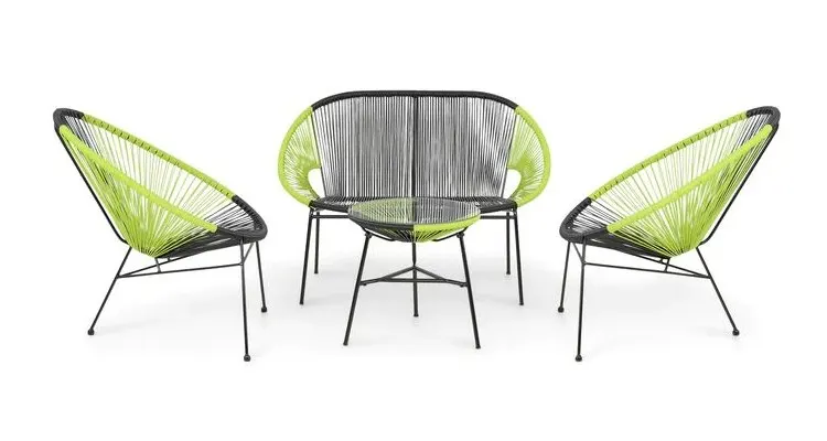 Set mobilier terasa/gradina CORFU 2 fotolii, canapea si masuta,verde