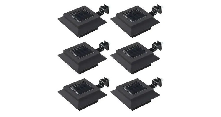 Lampi solare de exterior cu LED, 6 buc, negru, 12 cm, patrat